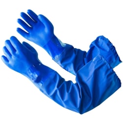 Pvc-belagda kemikaliebeständiga handskar, återanvändbara, 26" längd, L
