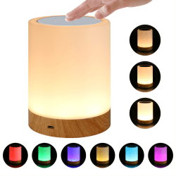 Dimbar Touch sänglampa, sladdlös LED-lampa med färgbyte, ljusintensitet, timerfunktion - laddningsbart nattljus