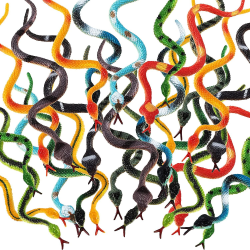 24 st gummi färgglada falska orm Halloween dekor prank leksaker