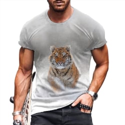 T-shirt med djurtryck för män med kort ärm , Casual Tees Print 5# 3XL