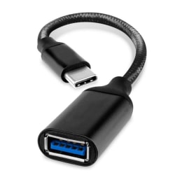 USB-C till USB-A OTG-adapterkabel för Realme Narzo 50A Prime - USB C hane till USB A hona nylonflätad aluminium