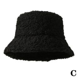 Dam Varm Fluffig Plysch Bucket Hat Vinter Fuskpäls Fisherman Cap black One-size