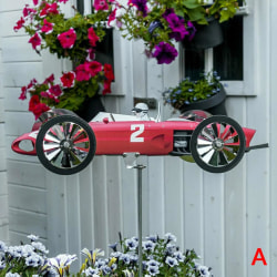 Windmill Garden Pinwheel Car Racer Wind Metal Party Festival Orn red one-size