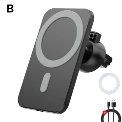Trådlös Laddare Bil AirVent Magnetisk Hållare iPhone 12 13 14 Pro Black One-size
