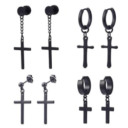 Trendiga för korshängande örhängen Koreanska bågeörhängen 4 par/ set för titanstålörhängen Smycken present till vänner B