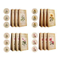 Vintage blommiga presentpåsar Rose Solros papperspåse med klistermärken Set Tillbehör för bröllop brudtärna souvenirinpackning