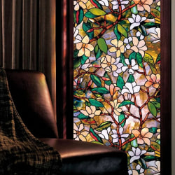 Magnolia Stained Glass Window Film Window Privacy Film Frosted 01