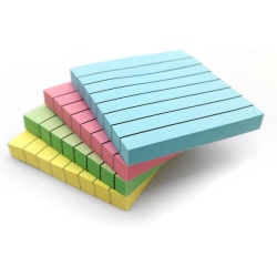 Avtagbara klisterlappar | Blå, rosa, grön, gul färger | Självhäftande anteckningsblock
