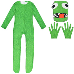 Rainbow Friends kostym för barn  Monster Wiki Cosplay Skräckspel Jumpsuit Party Outfit, med handskar och skrämmande mask Green 130