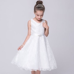 Barn Flickor Virkad Spets Balklänning Kjol prinsessan Bröllopsklänning white 8year