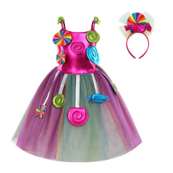 Halloween cosplay kostymer prinsessa tjejer klubba regnbåge klänning L