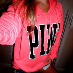 Långärmad hoodie för kvinnor PRINT tröjajacka med bokstavstryck Pink S