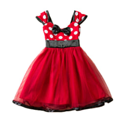 Barns flickor rosett Polka Dot ärmlös lång prinsessklänning red 100cm