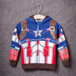 Kid Pojkar kappa tecknat print Långärmad hoodiejacka med dragkedja Vinter Captain America 100cm