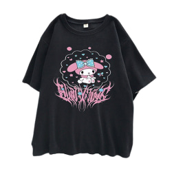 Kuromi Print Herr Dam Unisex Toppar Sommar Hip Hop Tee Shirt M