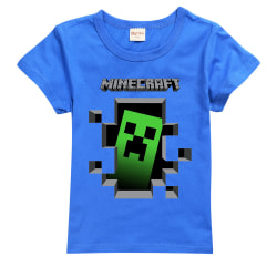 Barn Minecraft Game Creeper Print Kortärmad T-shirt Kläder blue 150cm