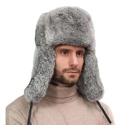 Män Vinter Trapper Hat Aviator Snow Hat med Öronlapp anti Cold grey