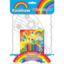 Regnbåge pysselpaket pennor klistermärken rainbow pyssel