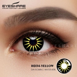 Kontaktlinser färgade linser halloween svart gula cosplay lins