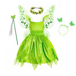 Tjejer Tinkerbell Kostym Prinsessan Klänning Fancy Fairy Klänningar Cosplay Party Outfit 120cm