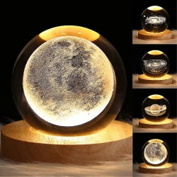 3D Galaxy Crystal Ball Nattljus Sänglampa Moon