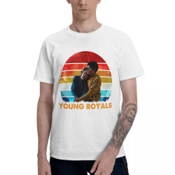Young Royals Simon Klassisk T-shirt Herr-T-shirts Roliga T-shirts Kortärmade T-shirts med rund hals 100 % bomull Presentidé Kläder White M