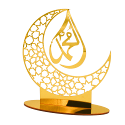 Eid Mubarak Akrylprydnader Ramadan Gold Moon Dekoration för