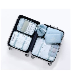 SQBB 6st multifunktionella bagagepaketeringsorganisatörer, packningskuber Set för resor, gråblått