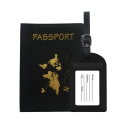 2 Set Passport Covers och Bagage Tags svart