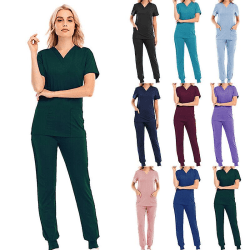 Kvinnor Medical Scrubs Doctor Uniform Byxor Set N