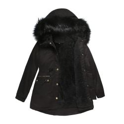 Dam Hooded Coat Jacka Ytterkläder Fleece Fodrad Coat Dragkedja Black XL