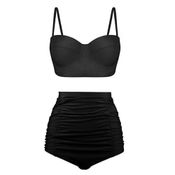 Kvinnor Sexig Baddräkt Tvådelad Baddräkt Bikini Set Black L