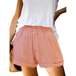 Kvinnor Bermuda Short Hot Pants Elastisk midja Mini Byxa Pink 2XL