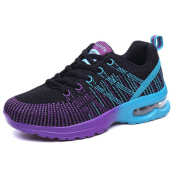 Luftkuddesneakers för damer, löpande sportskor som andas Black Purple,41
