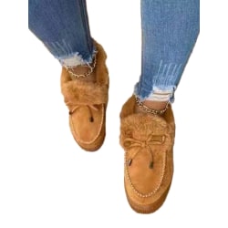 Dam Loafers Plyschfodrade Slip On Winter Warmer Shoes Brown,35