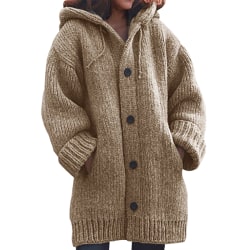 Kvinnor Chunky Knitted Cardigan Warm Sweater Coat Jackor Jumper