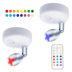 RGB trådlös LED-spotlight med fjärrkontroll 13 färger 2-pack Sil Silver