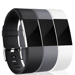 Armbånd til Fitbit Charge 2, 3-pack - svart/grå/hvit - S