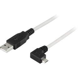 DELTACO USB 2.0 typ A till högervinklad Micro-B USB, 5-pin, 2m