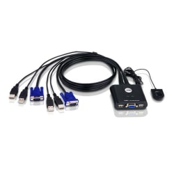 Aten 2-Port USB VGA-kabel KVM-switch med fjärrportsväljare