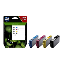 HP 364 svart/cyan/magenta/gul bläckpatron, original, 4-pack, Sta