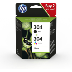HP 304 2-pack svart/trefärg originalbläckpatroner, Standardavkas