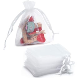 Små presentpåsar med dragsnöre vit 25-pack