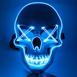 LED Halloween mask Dödskalle vit/blå