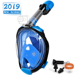 Helmask cyklop med snorkel och GoPro fäste - svart/blå - L/XL