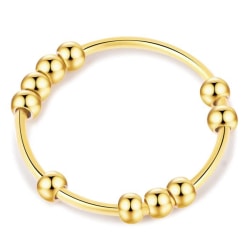Anti-stress ring med 10 drejelige perler Guld 19 mm