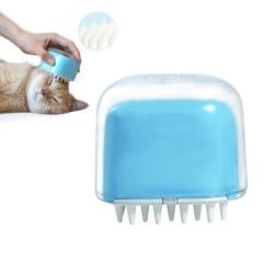 Massageborste till husdjur i silikon, Ljusblå