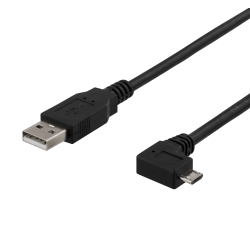 DELTACO USB-302D USB-A till Micro USB, vänstervinklad, 2m, svart