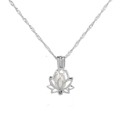 Halsband med lotusblomma - Lyser i mörkret Silver