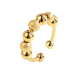 Anti-stress ring justerbar med 7 drejelige perler kobber guld